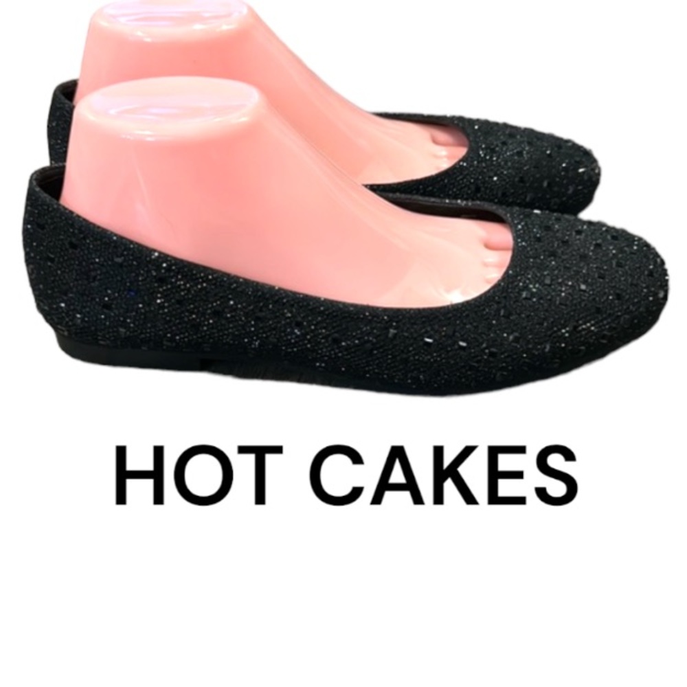 Authentic Hot Cakes black sparkly flats shoes sz 9 W